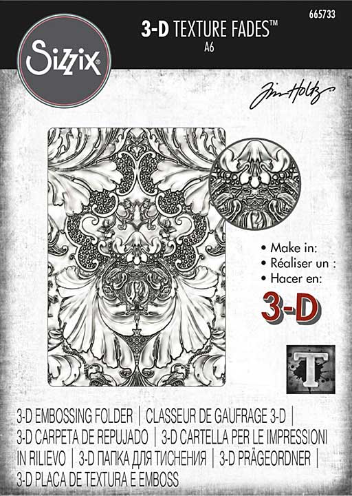 Sizzix 3D Texture Fades Embossing Folder by Tim Holtz - Damask