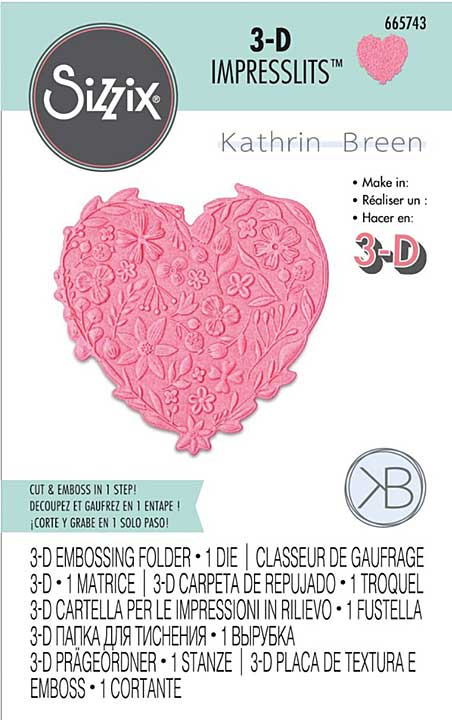 Sizzix 3D Impresslits Embossing Folder by Kath Breen - Floral Heart
