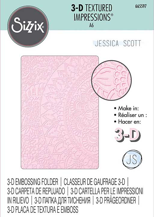 SO: Sizzix 3-D Textured Impressions - Half Mandala Embossing Folder by Jess Scott