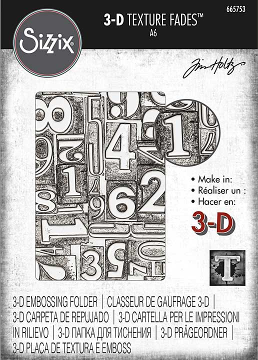 SO: Sizzix 3D Texture Fades - Numbered Embossing Folder by Tim Holtz