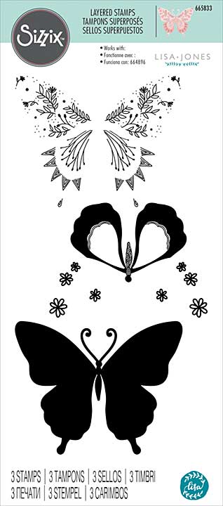 Sizzix Layered Clear Stamps Set 3PK - Decorated Butterfly by Lisa Jones