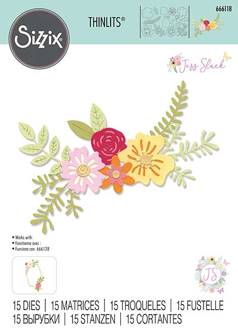 Sizzix Thinlits Die Set 15PK - Floral Cluster by Jess Slack