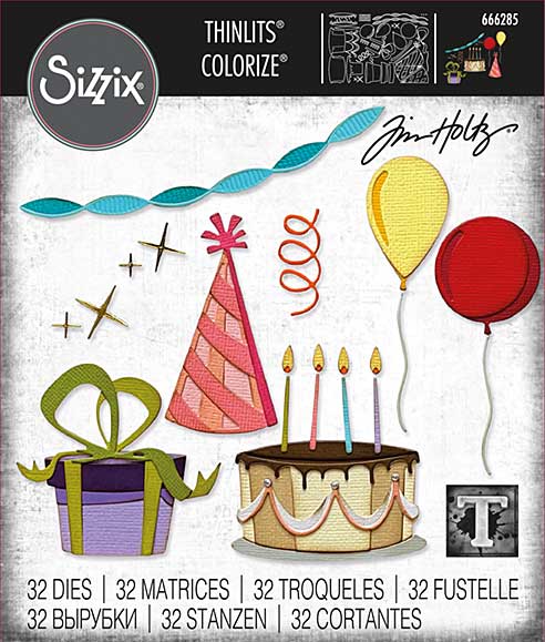 SO: Sizzix Thinlits Die Set 32PK - Celebrate, Colorize by Tim Holtz