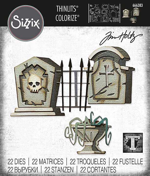 Sizzix Thinlits Die Set 22PK - Graveyard, Colorize by Tim Holtz