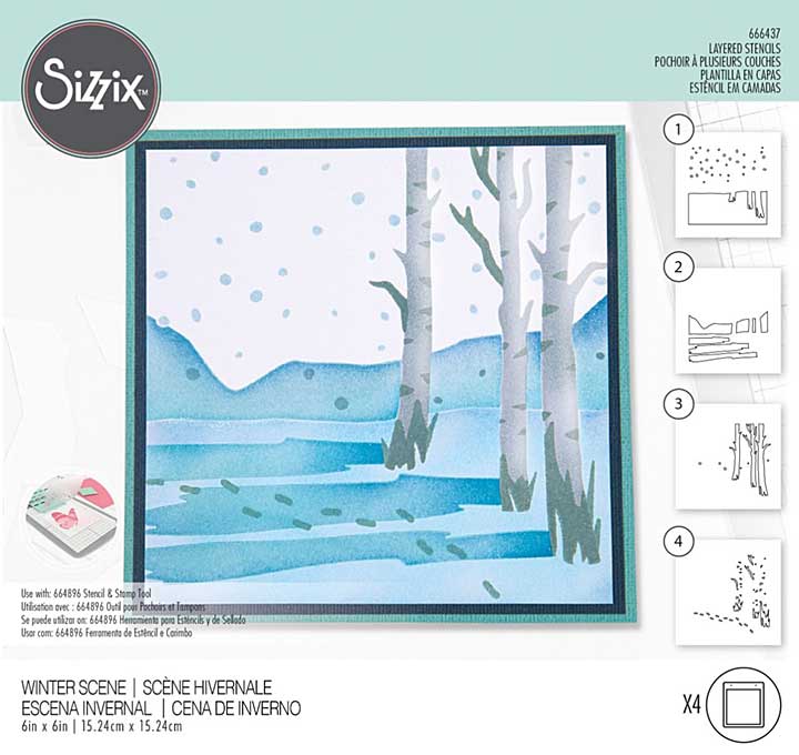 SO: Sizzix Making Tool Layered Stencil 6X6 By Olivia Rose - Winter Scenes