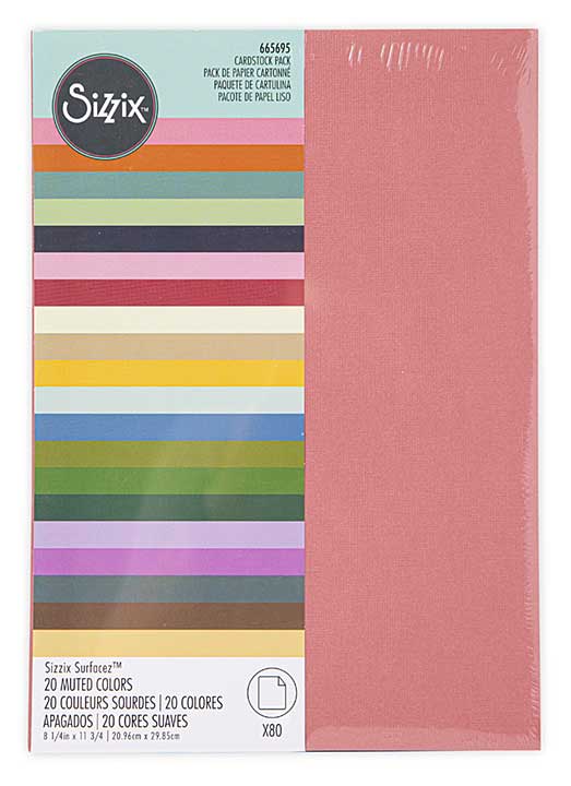 Sizzix Surfacez Cardstock Pack - Muted, 20 Colors (8.25in x 11.75in 80 sheets )