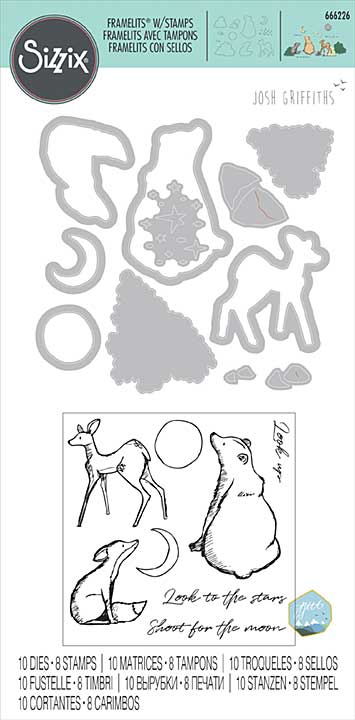 Sizzix Framelits Die & Stamp Set By Josh Griffiths - Twilight Animals (8pk)