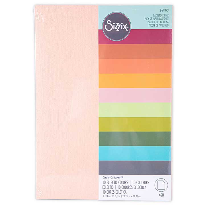 Sizzix Surfacez Cardstock Pack - Eclectic (A4 60pk, 10 Colors)