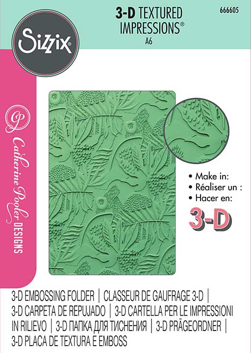 Sizzix 3D Textured Embossing Folder By Catherine Pooler - Jungle Textures