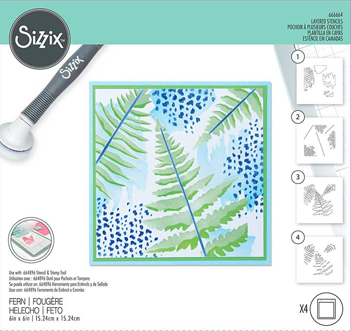 Sizzix Layered Stencil Fern (4pcs)