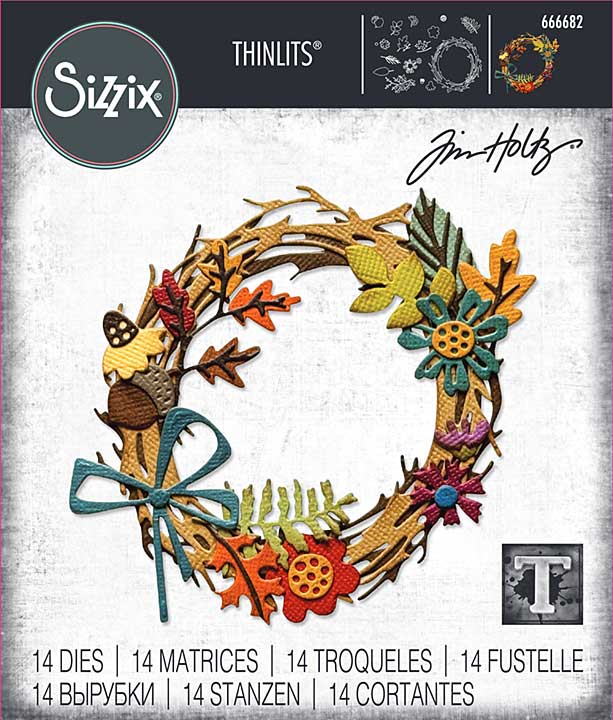 SO: Sizzix Thinlits Die by Tim Holtz Vault Foliage Wreath (14pcs) (666682)