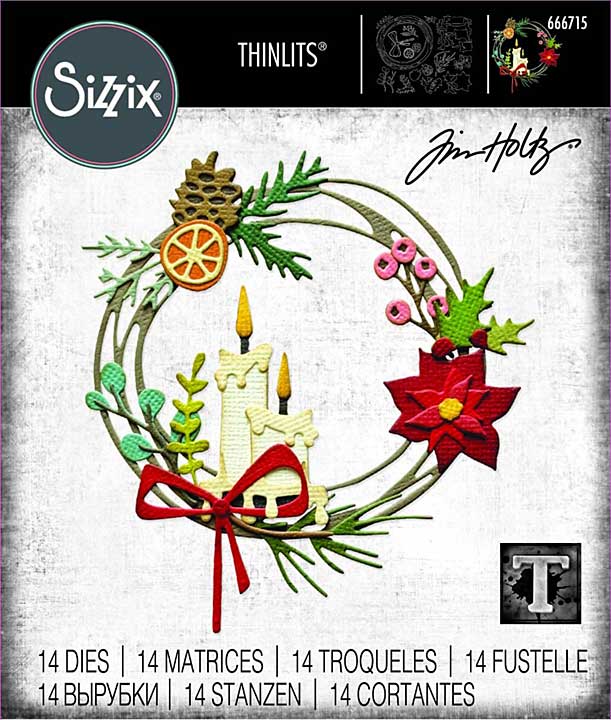 SO: Sizzix Thinlits Die Set 14Pkg By Tim Holtz - Vault Festive Wreath