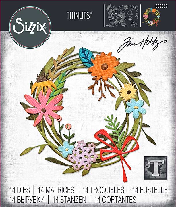 Sizzix Thinlits Die by Tim Holtz Vault Funky Floral Wreath (14pcs) (666563)