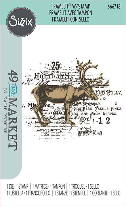 Sizzix Clear Stamp With Framlits Die By 49 And Market - Reindeer Mix Cluster