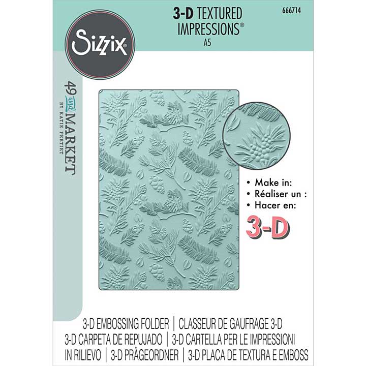 Sizzix 3D Textured Embossing Folder By 49 And Market - Pines