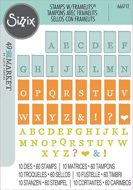 Sizzix A5 Clear Stamps With Framelits Die By 49 And Market - Tab Stamp Alpha