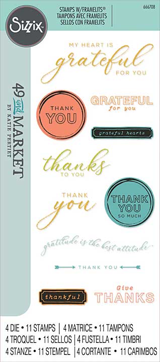 Sizzix Clear Stamps With Framelits Die By 49 And Market - Thankful Sentiments