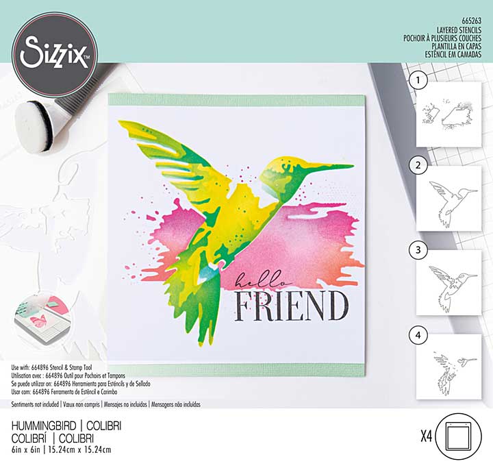 Sizzix Layered Stencils by Olivia Rose Hummingbird (4pcs)