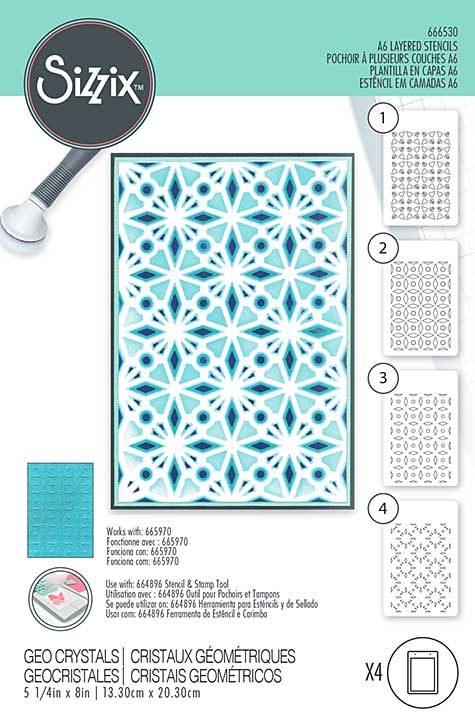 Sizzix Layered Stencils Geo Crystals (4pcs)