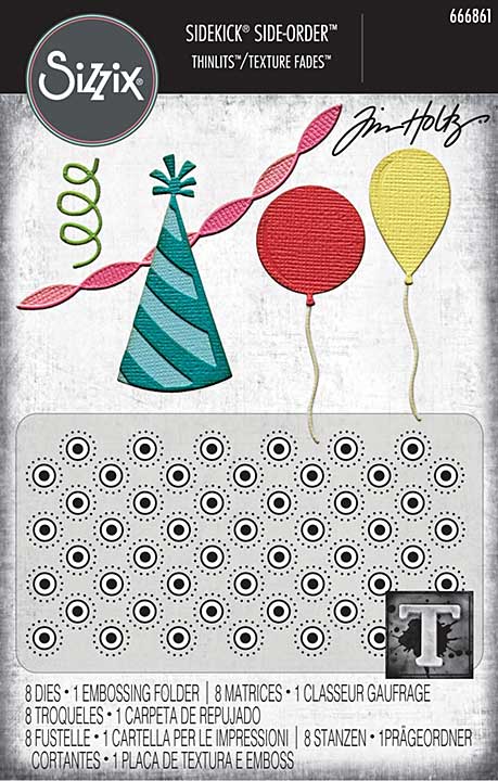 Sizzix 2D Texture Fades with Thinlits Die by Tim Holtz Vault Side Order Celebrate (1+8pcs)