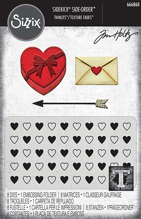 Sizzix 2D Texture Fades with Thinlits Die by Tim Holtz Vault Side Order Love Notes (1+8pcs)