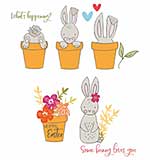 Sizzix Catherine Pooler - Clear Stamps - Bunny Bits and Blooms (12pcs)