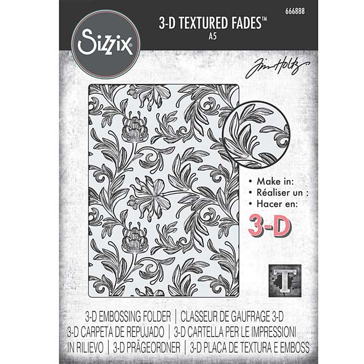 Sizzix 3D Texture Fades by Tim Holtz A5 Botanical LARGE