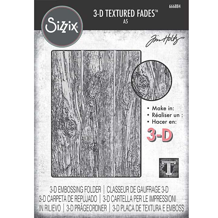Sizzix 3D Texture Fades by Tim Holtz A5 Lumber LARGE