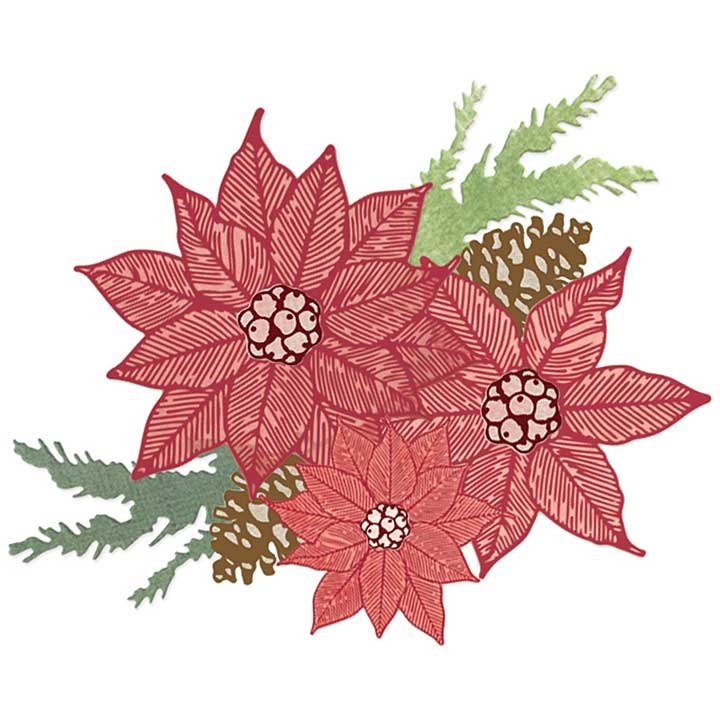 Sizzix Framelits Die with Stamps by 49 and Market Poinsettia Trio (10+16pcs)