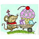 SO: Tina Wenke Clear Stamp - Mouse Pushing Birthday Cart