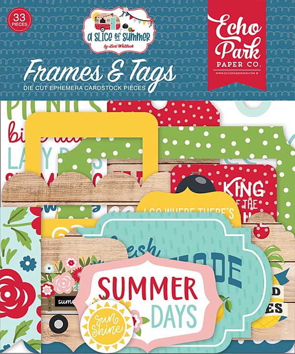 SO: Echo Park Cardstock Ephemera 33pk - Frames & Tags, A Slice Of Summer