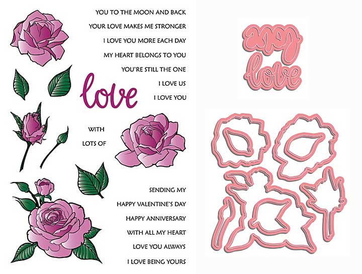 LDRS Creative - Love And Smell The Roses 34pcs (Designer Dies and Clear Acrylic Stamps)