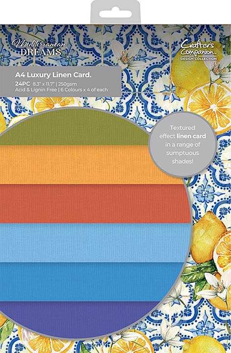 Crafters Companion Mediterranean Dreams Luxury Linen Card Pack A4 (MED-LINEN-A4)