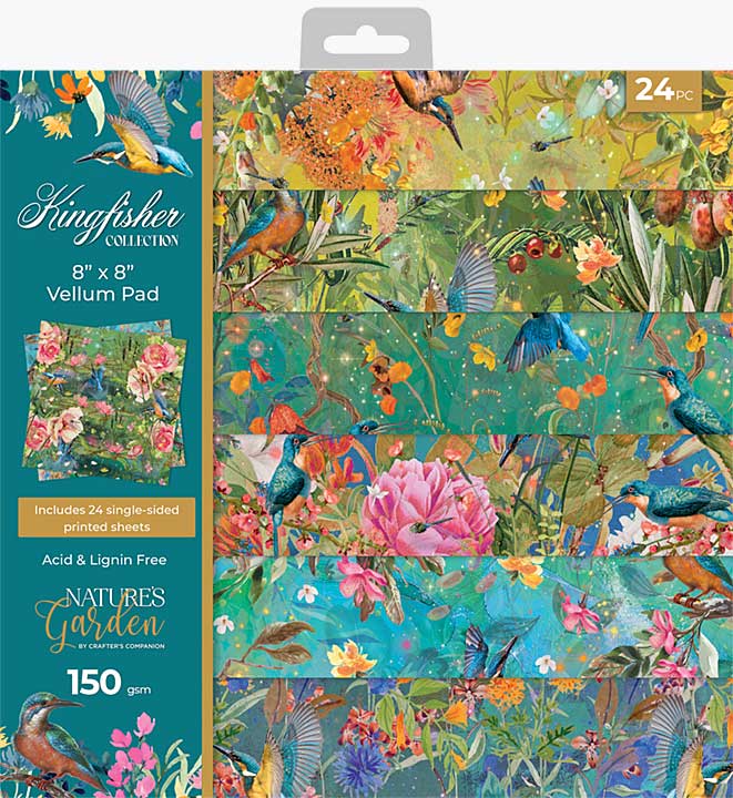 SO: Crafters Companion Kingfisher Collection 8x8 Inch Vellum Pad (NG-KF-VELPAD8)