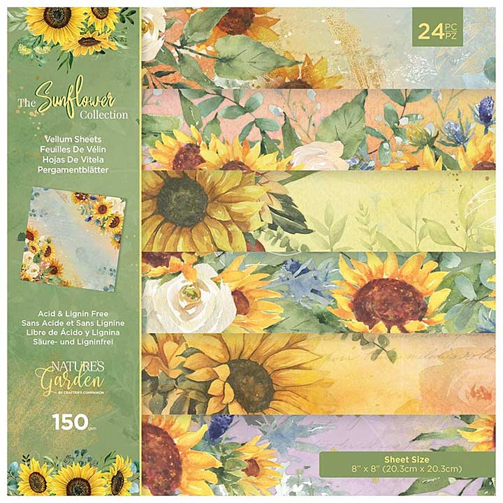 Crafters Companion The Sunflower Collection 8x8 Inch Vellum Pad