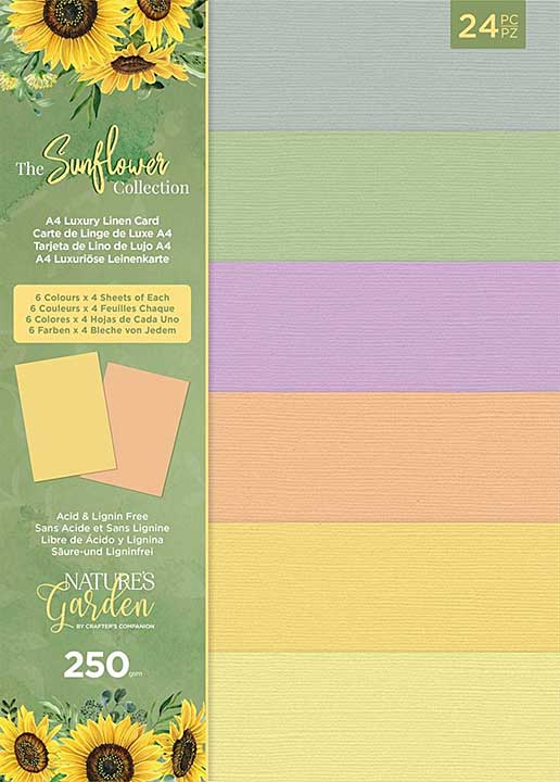 Crafters Companion The Sunflower Collection A4 Luxury Linen Cardstock Pack