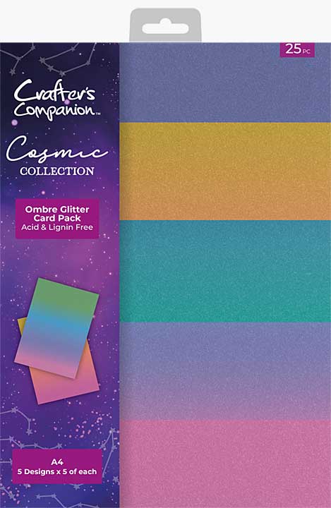 Crafters Companion Cosmic Collection A4 Ombre Glitter Card Pack