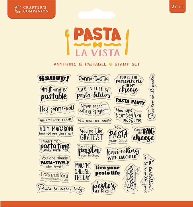 Crafters Companion Pasta La Vista Photopolymer Stamp Anything is Pastable (CC-PLV-STP-AIP)