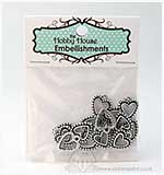 SO: Hobby House Charms - Beaded Hearts - Silver