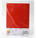 A5 Linen Cardstock - Christmas Damast Red