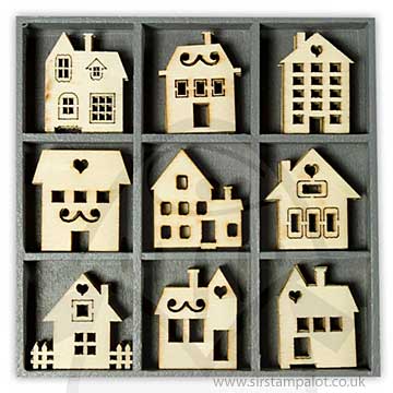 SO: Wood Embellishment Box - Houses