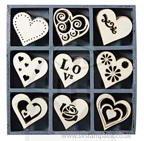 SO: Wood Embellishment Box - Hearts