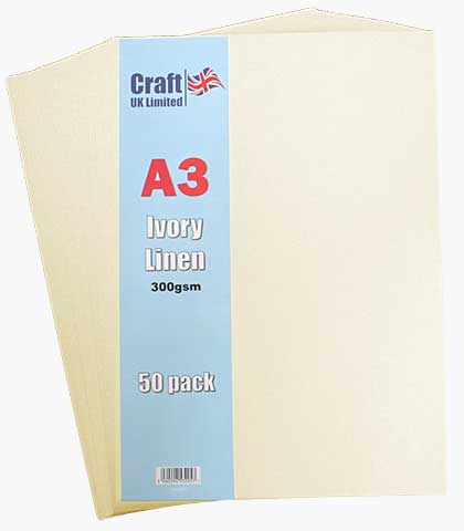 A3 Ivory Linen Card 300 GSM (50 Sheets)