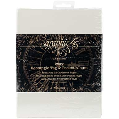 SO: Graphic 45 Staples Tag and Pocket Album Rectangle - Ivory