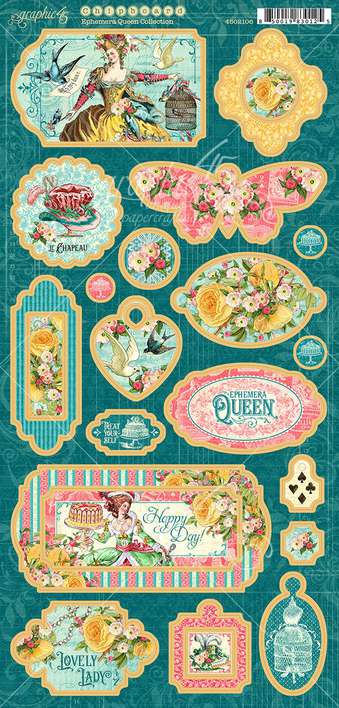 Graphic 45 Ephemera Queen - 6x12 Chipboard Die-Cuts Sheet [s]