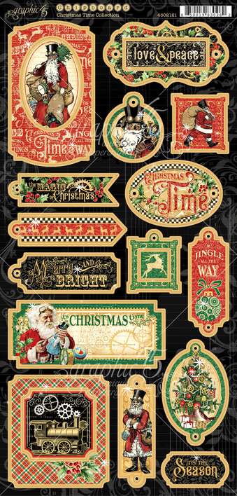 Graphic 45 Christmas Time - 6x12 Chipboard Die-Cuts Sheet [s]