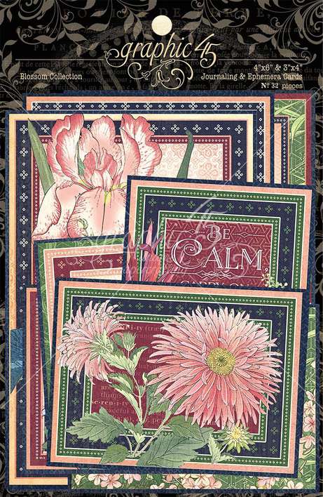 Graphic 45 Blossom - Ephemera and Journaling Cards (16) 4x6 (16) 3x4 [s]