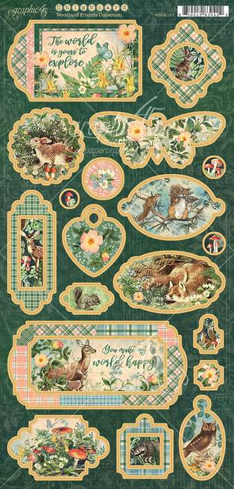 Graphic 45 Woodland Friends - 6x12 Chipboard Die-Cuts Sheet [s]