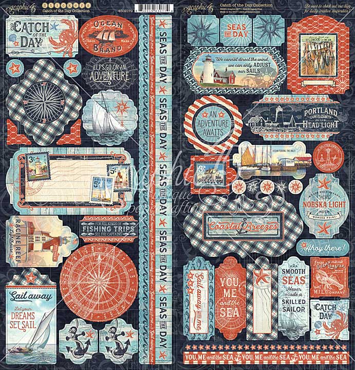 Graphic 45 Catch of the Day - 12x12 Cardstock Stickers [s]