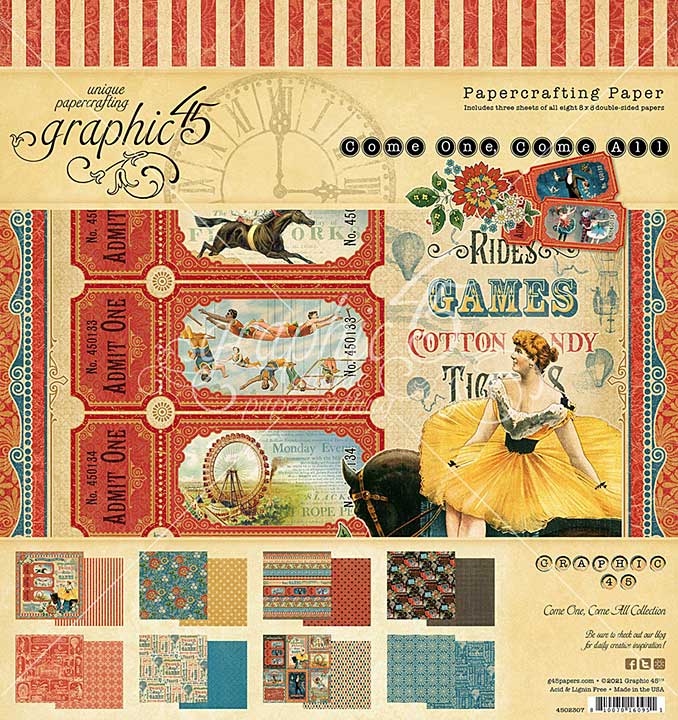 Graphic 45 Come One, Come All! - 8x8 Double-Sided Paper Pad, 24pk [s]